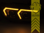 LED, mit LED Blinker, chrom, nur passend für Fahrzeuge mit original Halogen Scheinwerfern, LED Abblendlicht / LED Fernlicht, elektrisch verstellbar - Stellmotor integriert, Eintragungsfrei / mit E-Prüfzeichen, Eintragungsfrei / mit R87 Zulassung als Tagfahrlicht
